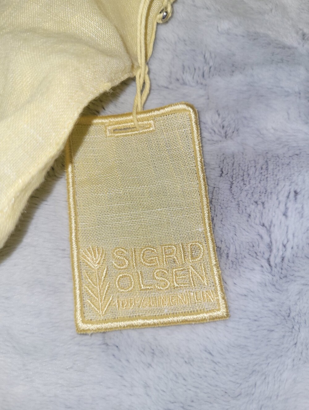 Sigrid Olsen Womens XS Oversized 100% Linen Roll Tab Sleeve Butter Yellow Shirt - Picture 11 of 12